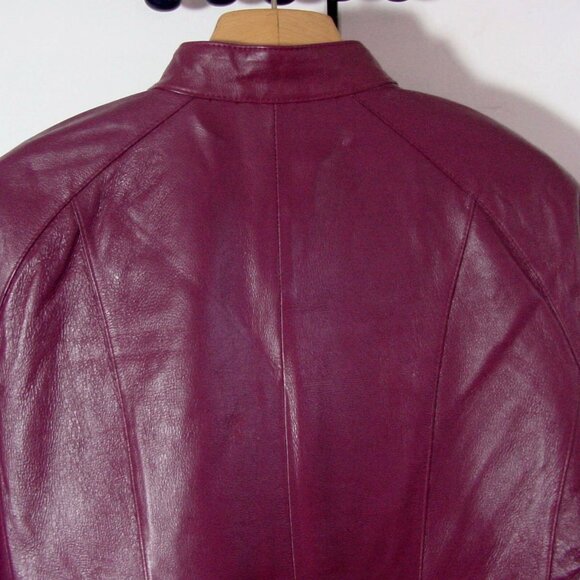 Vtg JL Studio For Jessica London Maroon Red Women's Cafe Racer Jacket Sz 18W - Picture 9 of 10